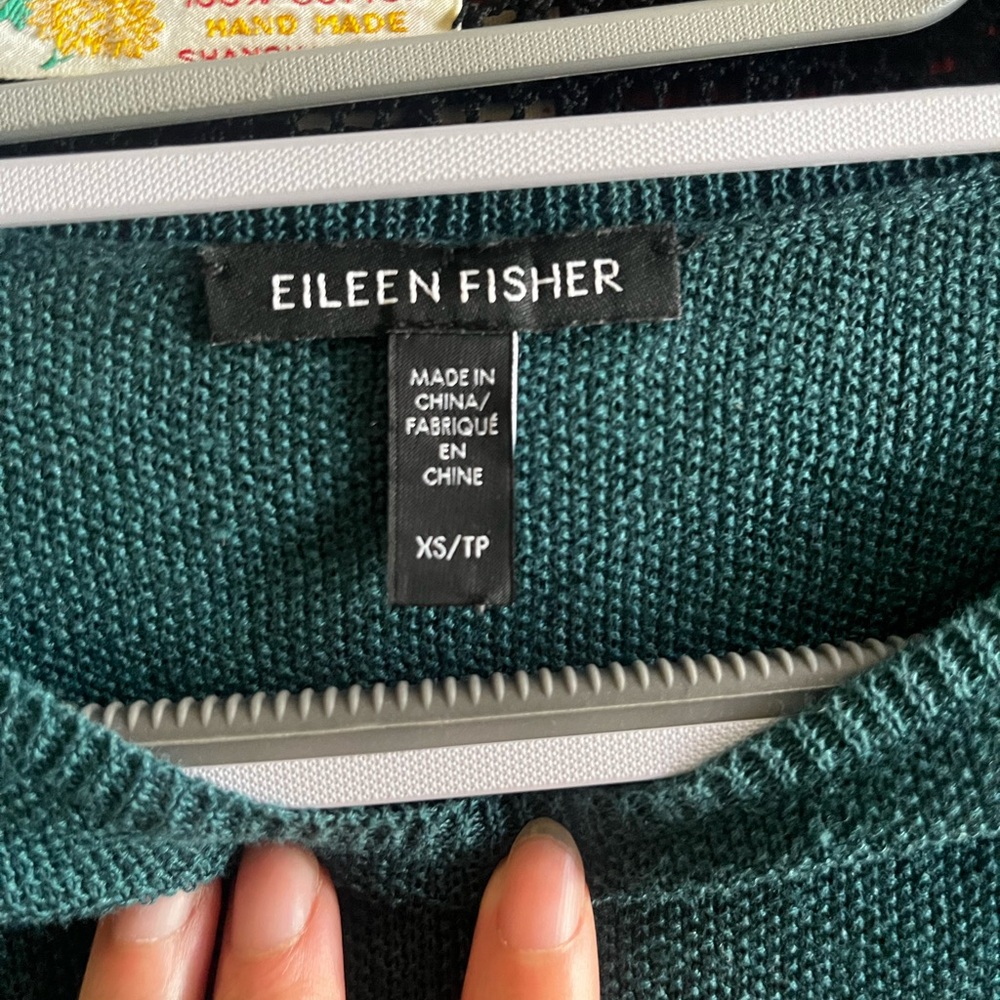 Eileen Fisher Teal Linen Boxy Top - Picture 2 of 4